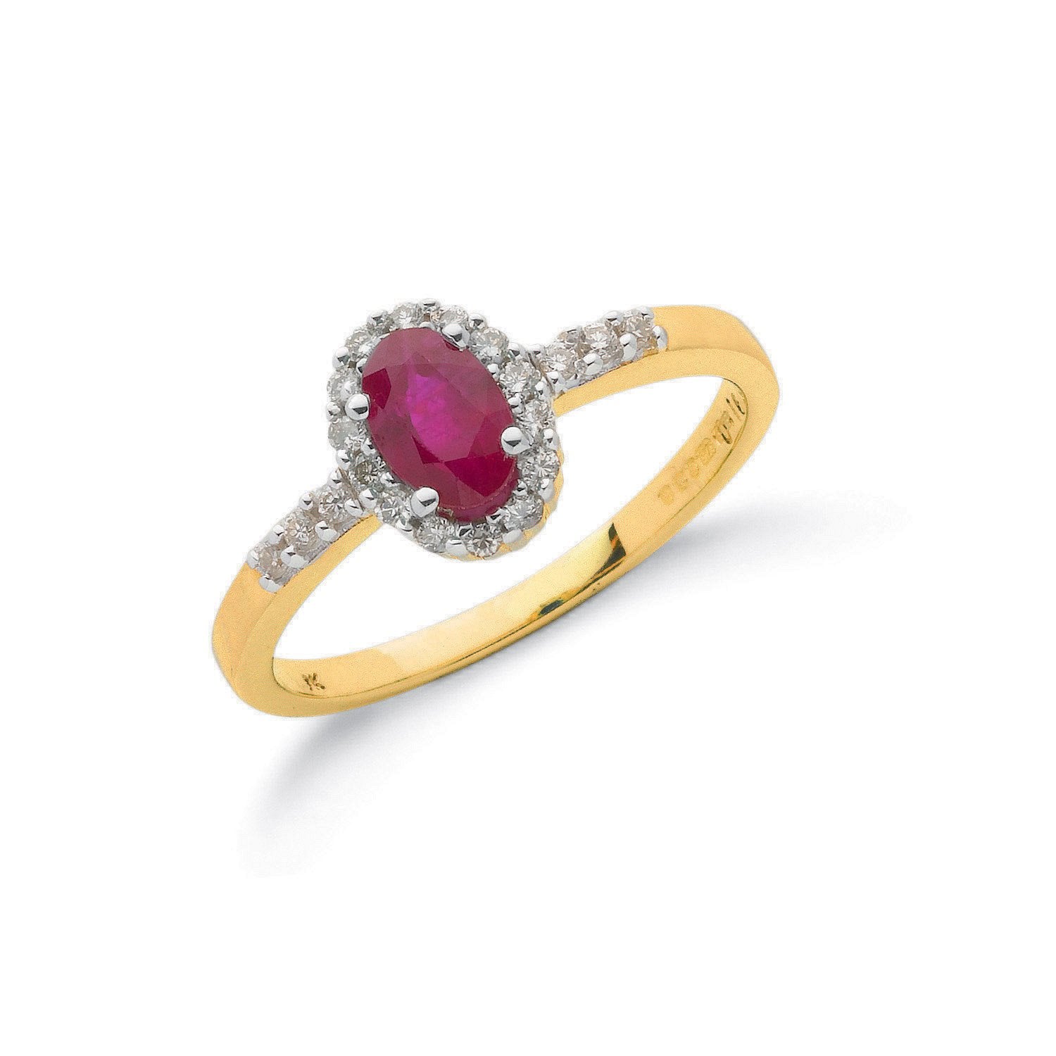 9ct Yellow Gold 0.16ct Diamond & 0.55ct Ruby Cluster Ring - Fine Ring - Certified Authentic – Luxury Jewellery by Impe